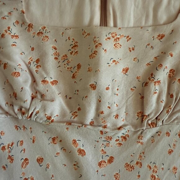 Audrey 3+1 Dress Pink Floral Midi Puff‎ Sleeve Tie Boho Rayon Lined - Picture 5 of 15